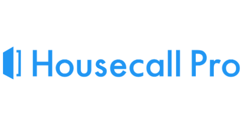 Blue Housecall Pro logo with a stylized house icon on the left.