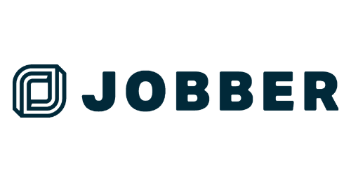 Jobber logo featuring a blue geometric emblem on the left and the word JOBBER in blue text.