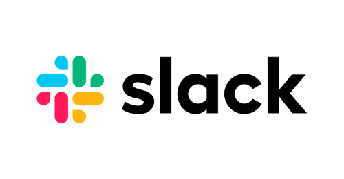 Colorful Slack logo on a black background.
