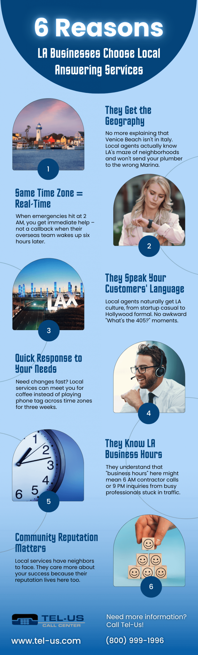 6 Reasons LA Businesses Choose Local Answering Services Infographic
